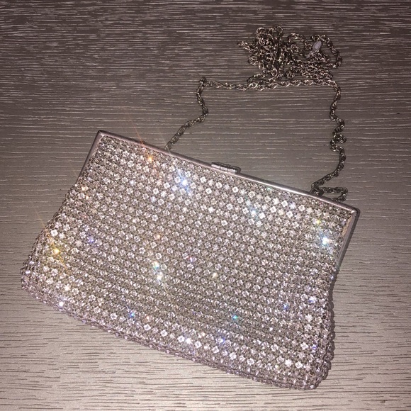 Johann Becker Elegant Vintage Rhinestone Clutch Bag Silver